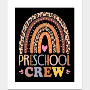 Preschool Crew Cute Leopard Rainbow Back To School Teachers Posters and Art